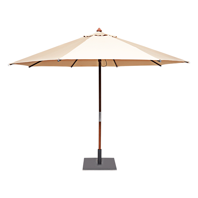 Parasol rond sable Ø 350cm avec pied carré 60x60cm