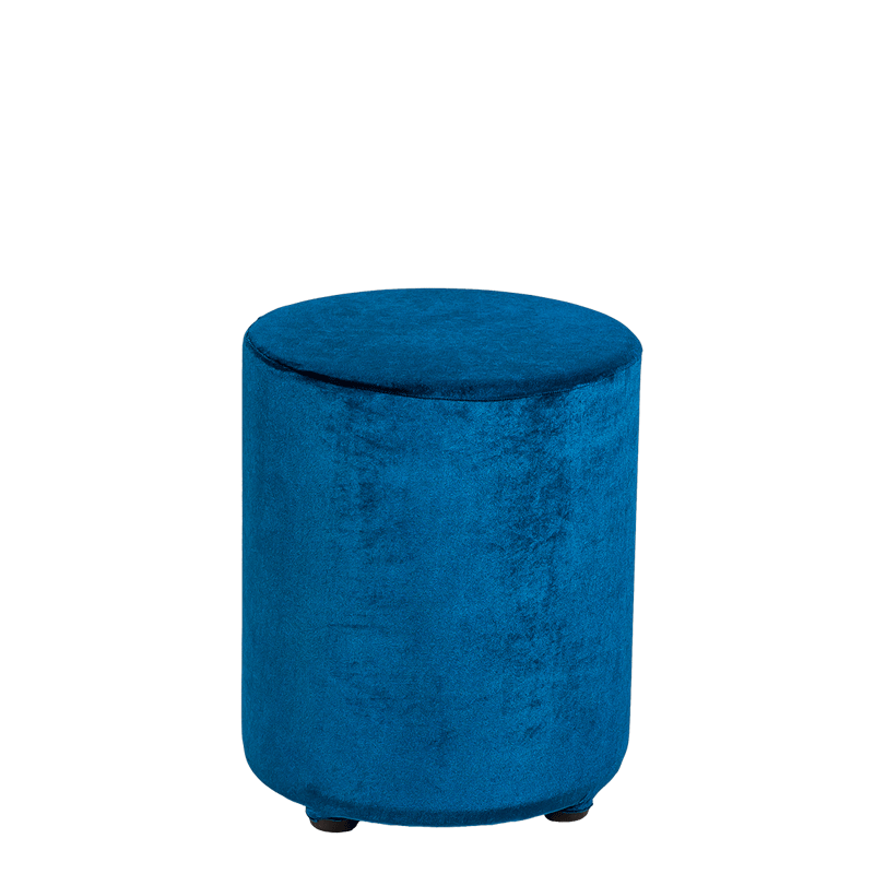 Pouf velours bleu pétrole Ø 40 cm H 48 cm