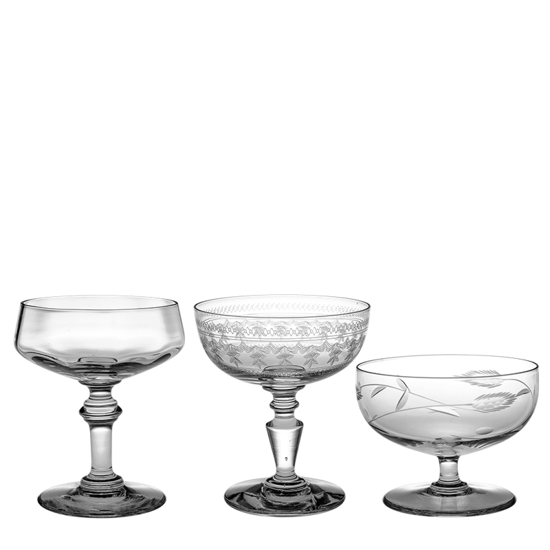 Coupe à champagne Vintage style cristal Ø9-11 cm H7-15 cm 10-17cl