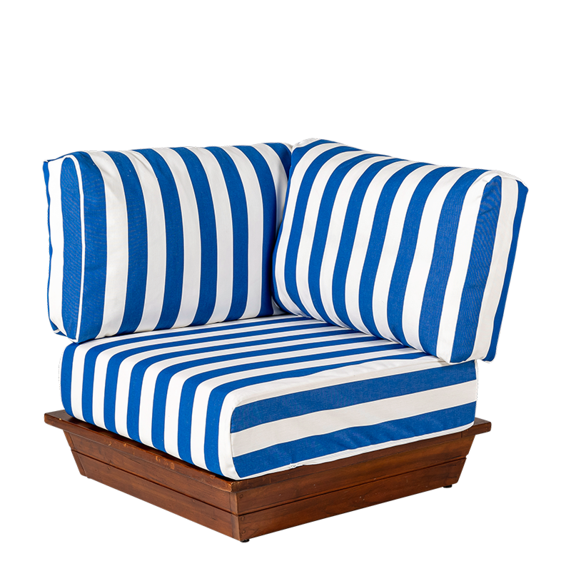 Lounge Beach Club Blue, hoekelement, 76 x 76 cm, H 70 cm